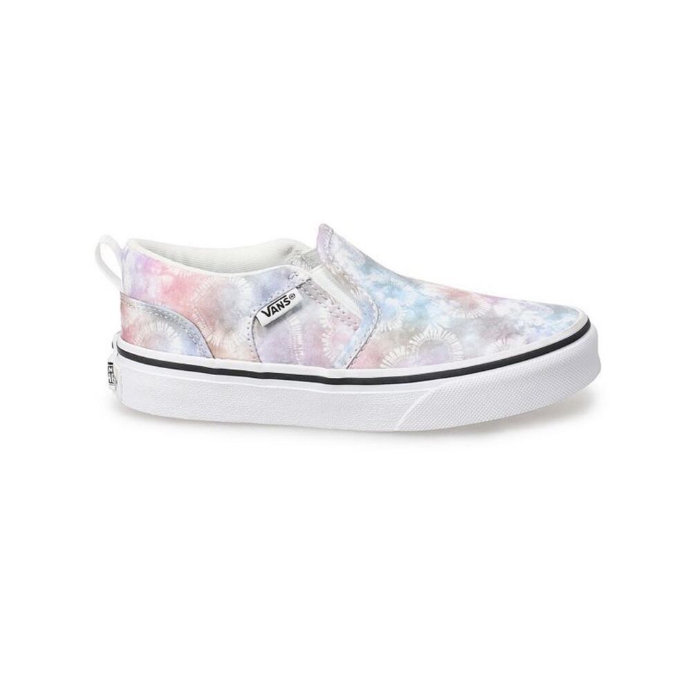 Vans Asher Heart Tie Dye Blue Purple Pink Kids Slip On Sneakers Shoes Size 6